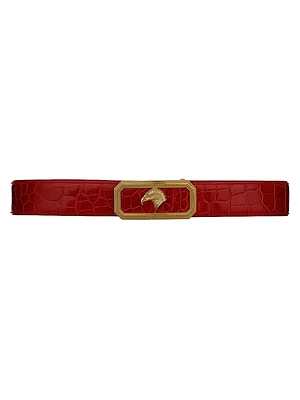 Crocodile Leather Polished Belt with Glavanized Eagle