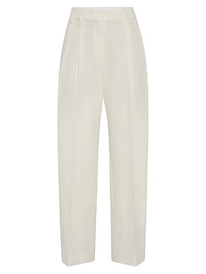 Virgin Wool and Cotton Gabardine Slouchy Trousers