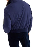 Stretch Bonded Nylon Down Jacket with Shearling Lined Collar