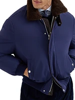 Stretch Bonded Nylon Down Jacket with Shearling Lined Collar