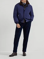 Stretch Bonded Nylon Down Jacket with Shearling Lined Collar