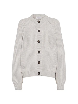 English Rib Cardigan Cashmere Feather Yarn