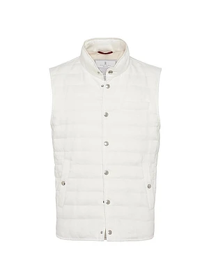 Denim Effect Linen Lightweight Down Vest