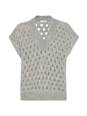 Wispy Mohair and Wool Dazzling Net Sweater Vest