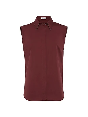 Stretch Cotton Poplin Sleeveless Shirt