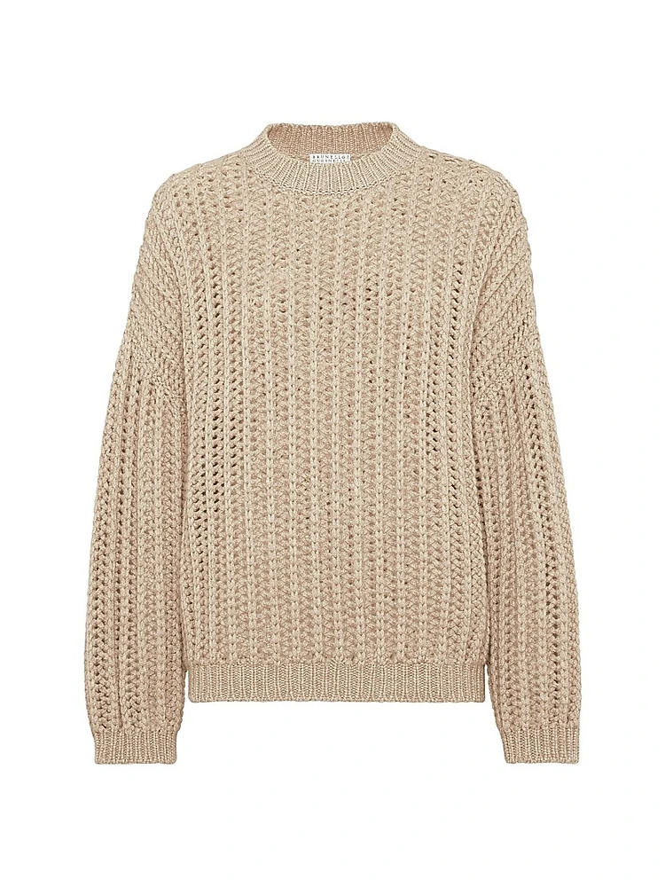 Openwork Rib Sweater Cashmere Feather Yarn