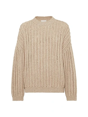 Openwork Rib Sweater Cashmere Feather Yarn