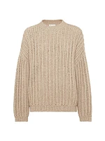 Openwork Rib Sweater Cashmere Feather Yarn