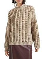 Openwork Rib Sweater Cashmere Feather Yarn