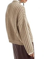 Openwork Rib Sweater Cashmere Feather Yarn