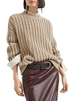 Openwork Rib Sweater Cashmere Feather Yarn