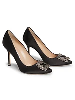 Hangisi 70MM Crystal-Embellished Satin Pumps