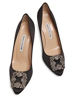 Hangisi 70MM Crystal-Embellished Satin Pumps