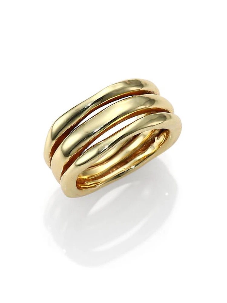 Classico 18K Yellow Gold Smooth Squiggle Triple-Bang Ring