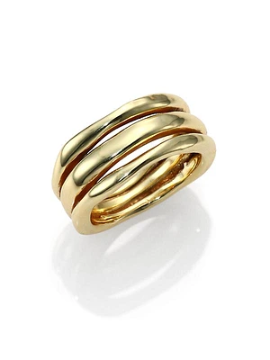 Classico 18K Yellow Gold Smooth Squiggle Triple-Bang Ring