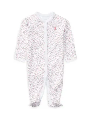 Baby Girl's Floral Cotton Footie