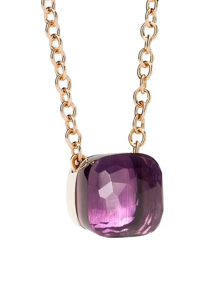 Amethyst & 18K Rose Gold Pendant Necklace