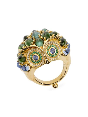 18K Yellow Gold, Diamond & Multi-Stone Ring