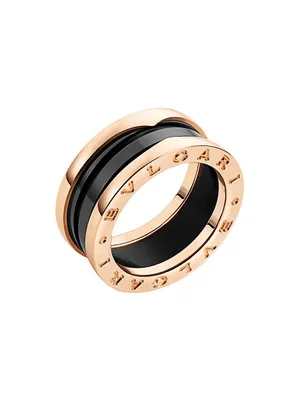 B.zero1 18K Rose Gold & Black Ceramic 2-Band Ring