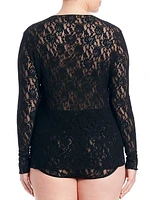 Plus Signature Lace Long-Sleeve Top