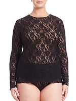 Plus Signature Lace Long-Sleeve Top