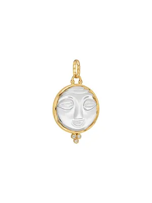 Celestial Crystal, Diamond & 18K Yellow Gold Moonface Pendant