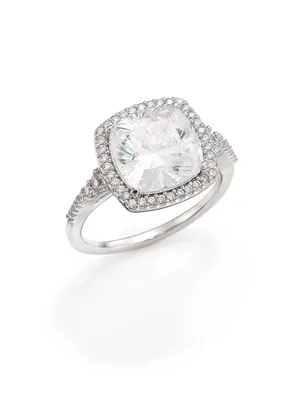Faceted Pavé Cubic Zirconia Ring