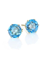 Rock Candy Swiss Blue Topaz & 18K Yellow Gold Medium Stud Earrings