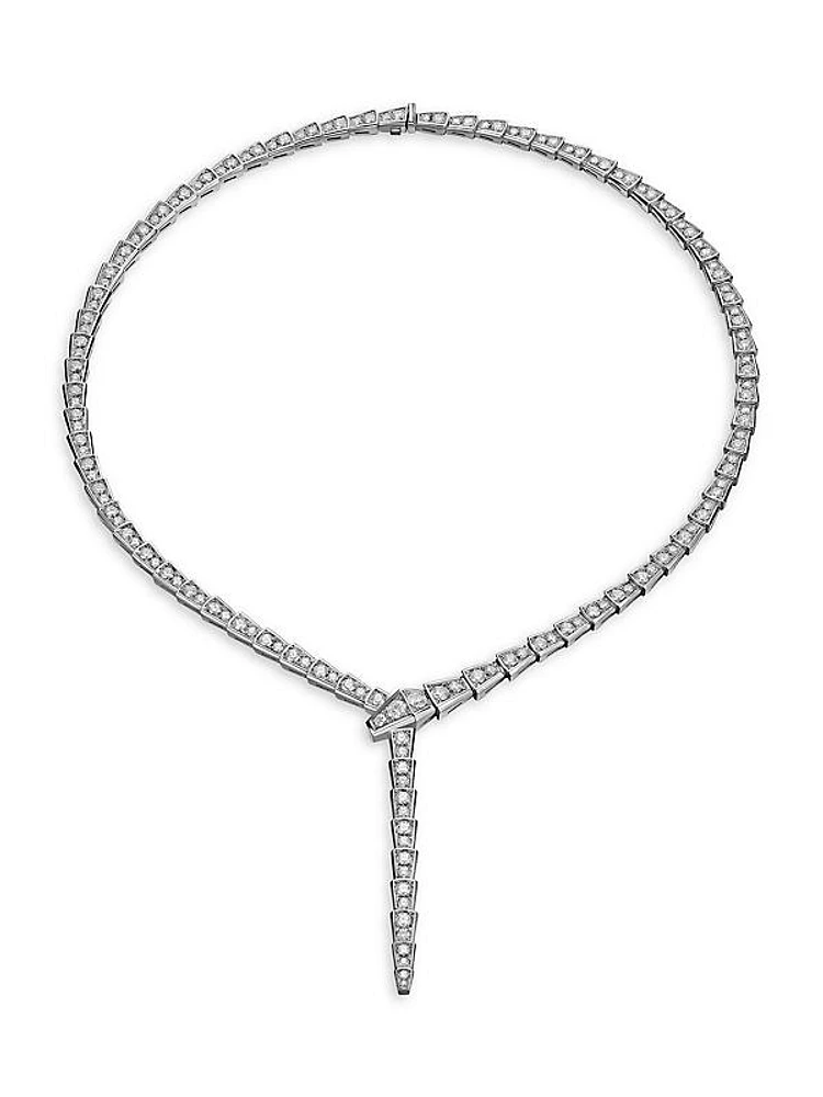 Serpenti Viper 18K White Gold & Pavè Diamond Necklace