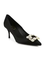 Flower Strass Satin Pumps