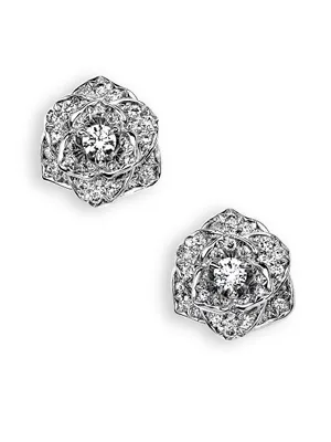 Rose Diamond & 18K White Gold Stud Earrings