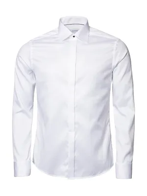 Slim-Fit Fly Front Twill Tuxedo Shirt