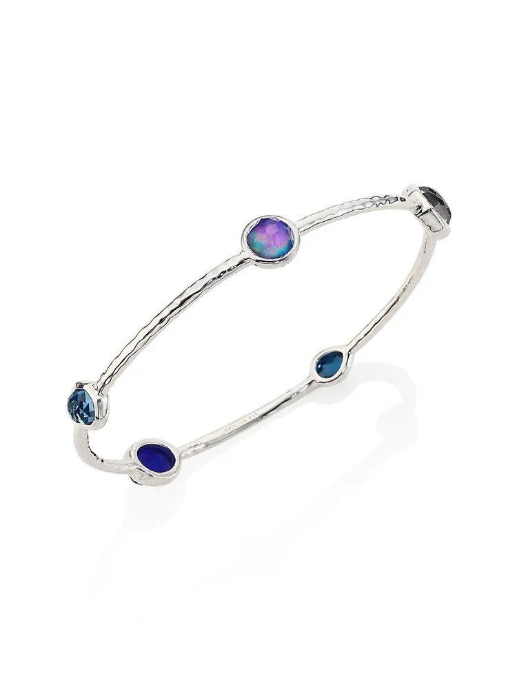 Rock Candy Sterling Silver & Multi-Stone 5-Station Bangle Bracelet