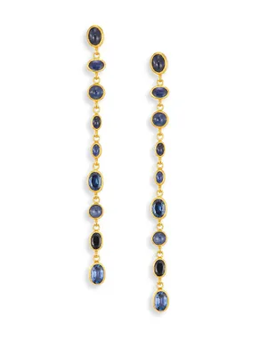 Amulet Hue Sapphire & 24K Yellow Gold Long Drop Earrings