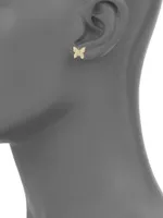 Butterfly Diamond & 14K Yellow Gold Single Stud Earring