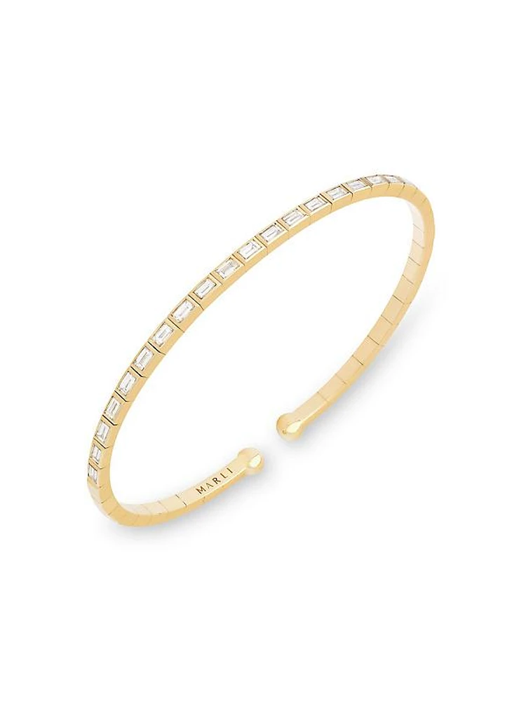 Deco 18K Yellow Gold & 1.1 TCW Diamond Cuff