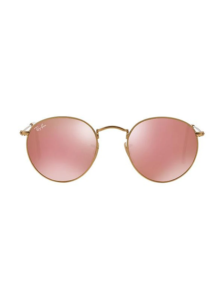 RB3447 53MM Mirrored Round Sunglasses