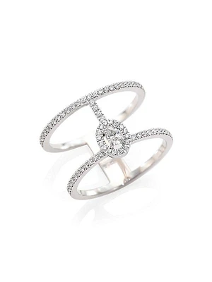 Glam'Azone 18K White Gold & Diamond Two-Row Ring