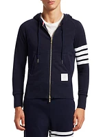 Zip-Up Bar Striped Hoodie