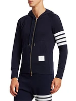 Zip-Up Bar Striped Hoodie