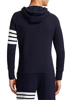 Zip-Up Bar Striped Hoodie