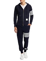 Zip-Up Bar Striped Hoodie