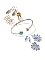 Spectrum Tapered Diamond, London Blue Topaz & 18K White Gold Stud Earrings