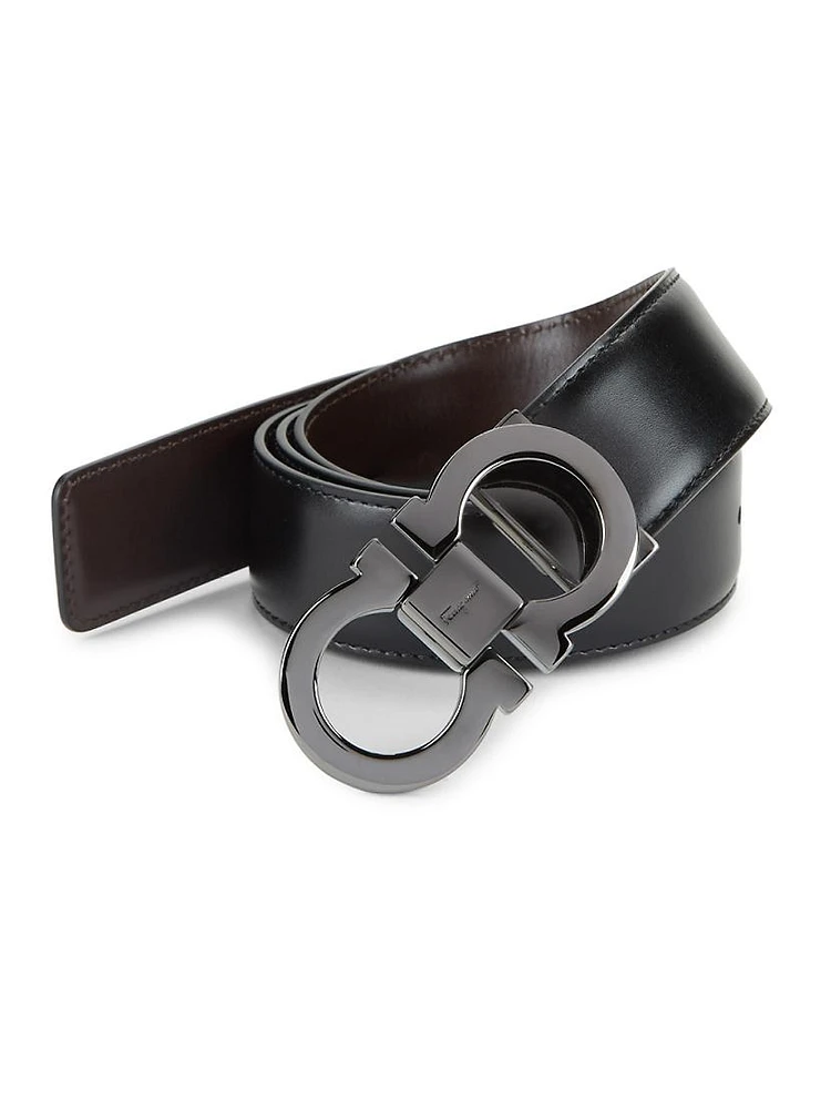 Gancini Buckle Adjustable Cut-to-Size Reversible Belt