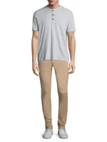 Textured Slim-fit Short Sleeve Henley T-Shirt