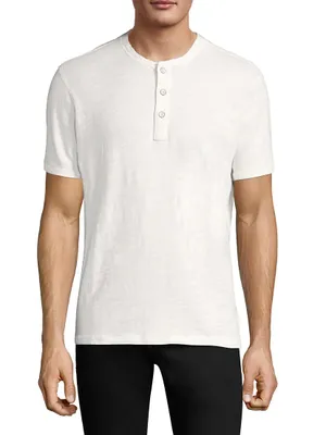 Textured Slim-fit Short Sleeve Henley T-Shirt
