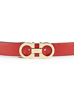 Gancini Adjustable Cut-to-Size Reversible Hammered Leather Belt