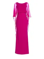 Scuba Gown Chiffon Overlay Dress