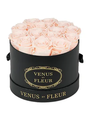 Classic Small Round Box with Pure White Roses