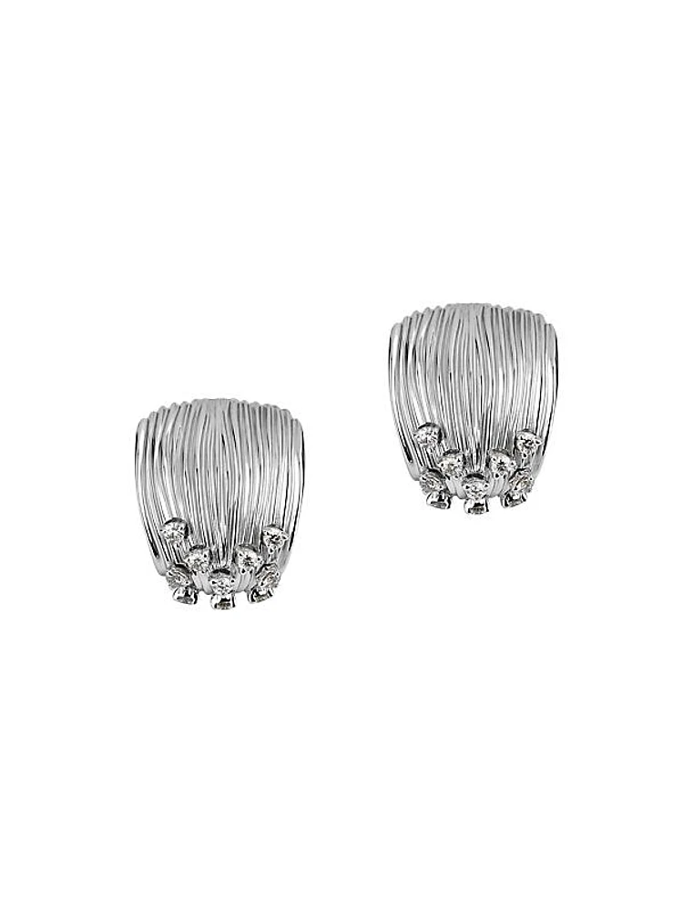 Bahia 18K White Gold & Diamond Cuff Earrings